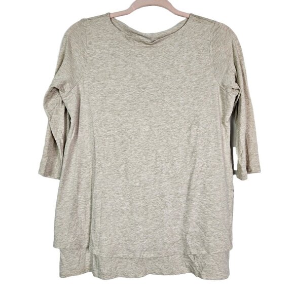 J. Jill Pure Jill Boat Neck Layered Tunic Top Oatmeal Heather S Petite - Picture 2 of 7